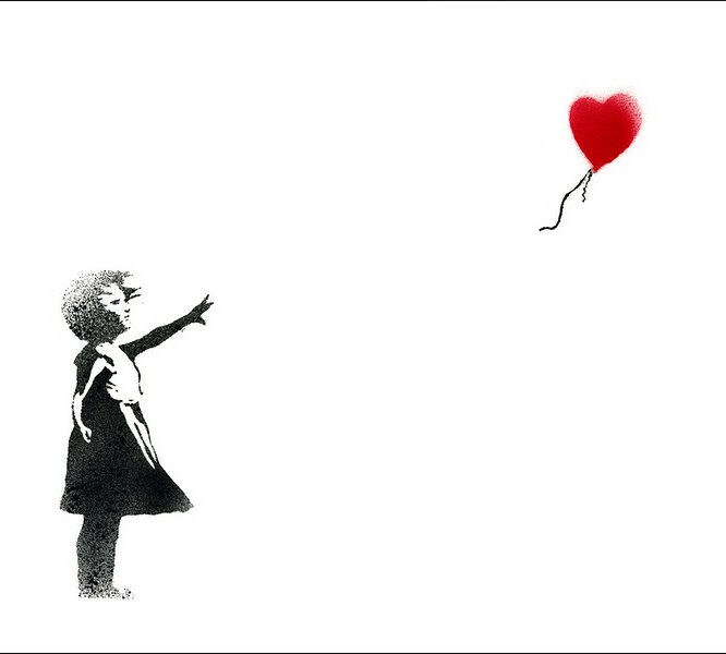 Bansky girl with red Balloon