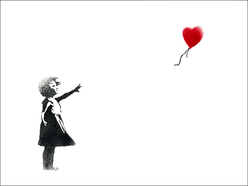 Bansky girl with red Balloon